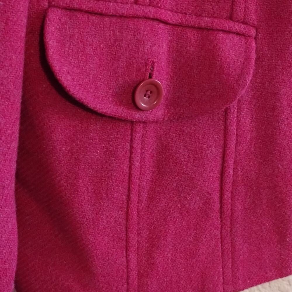 Vintage 1990s Liz Claiborne Raspberry Pink Tweed Soft Wool Fitted Blazer 10 - Picture 6 of 14